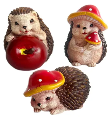 3er-Set Igel-Figuren aus Kunstharz, Gartendeko, Herbstdeko