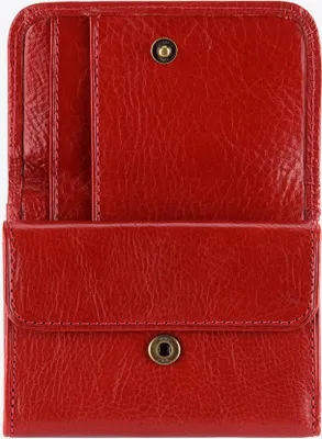 Image de Petit portefeuille en cuir pour femme Wittchen avec fermeture à bouton-pression, cuir naturel rouge