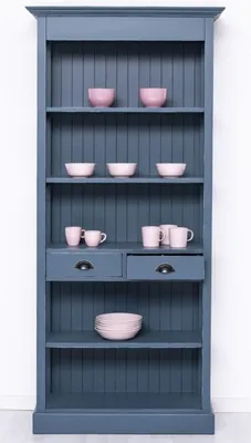 Produktbild von Casa Padrino Landhausstil Shabby Chic Schrank Antik Blau 91 x 39 x H. 197 cm - Landhausstil Esszimmer Schrank - Massivholz Möbel - Landhausstil Shabby Chic Möbel