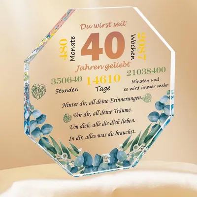 Immagine prodotto di Decorazione in acrilico per il 40° compleanno, ideale come regalo per donne e uomini, adatta per la decorazione della casa