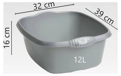 Produktbild von Kunststoffschüssel mit Griffen, grau, 12L, 32x39 cm, 330 g