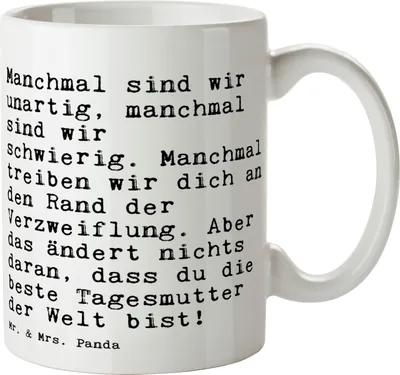 Produktbild von Mr. & Mrs. Panda Tasse Manchmal sind wir unartig,... - Weiß - Geschenk, Mutter, mit Spruch, Beruf, Pott, Sprüche, Teetasse, Weisheiten Zitate Lustig Weisheit Worte