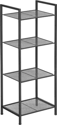 Produktbild von Famanu Badezimmerregal - Metall - Wandmontage - Eckregal - Freistehend - Schwarz - 38 x 30 x 96 cm (L x B x H)