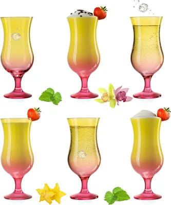 Produktbild von PLATINUX Cocktailgläser Gelb-Rosa aus Glas Set 6 Stück 400ml (max.470ml) Longdrinkgläser Groß