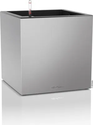 Zdjęcie produktu dla Sadzarka LECHUZA CANTO Premium 40 Low Silver Metallic | Sadzarka z systemem nawadniania | Powierzchnia metaliczna | 40 x 40 x 40 cm | 13758
