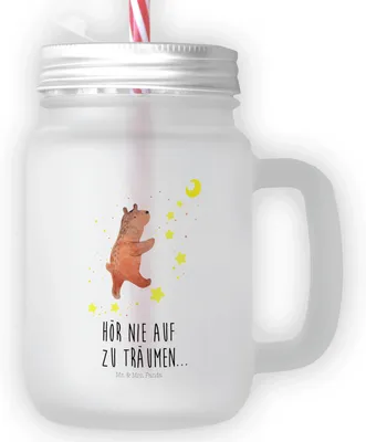 Produktbild von Mr. & Mrs. Panda Glas Bär Träume - Transparent - Geschenk, Für Smoothies, Traumdeutung, Cocktailglas, Teddy, mit deckel, Trinkgefäß, Traum, Trinkglas, Träumen