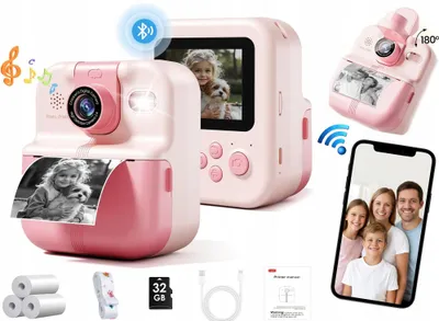 Zdjęcie produktu dla Aparat Natychmiastowy dla Dzieci Cyfrowy MP3 GRY Druk Telefon Obiektyw 180s / P02 Różowy