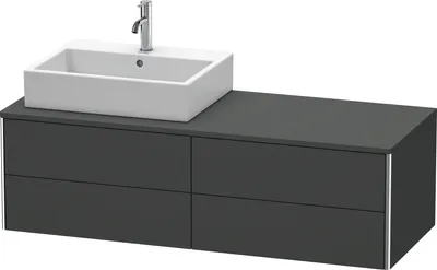 Image de Duravit XSquare Meuble sous-vasque sur console suspendu, 4 tiroirs, vasque à gauche, 1400x400x548mm, XS4913L4949
