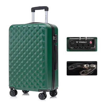 Produktbild von yonsly Premium Reisekoffer TSA-Schloss,YKK-Reißverschluss Hartschalen-Koffer Trolley Kabinenkoffer Rollkoffer Suitcase Handgepäck (Dunkelgrün, L)