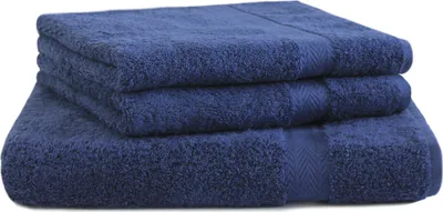 Produktbild von Betz 3-tlg. Saunatuch Set PREMIUM 1 Saunatuch 2 Handtücher 100%Baumwolle  Farbe: dunkelblau