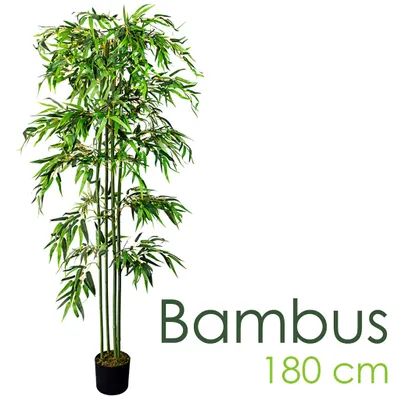 Immagine prodotto di Bambù Pianta Albero Artificiale Plastica con Legno Naturale 180cm Decovego