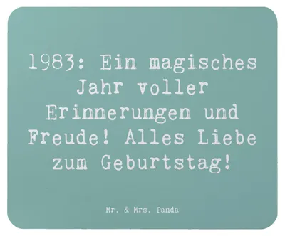 Produktbild von Mr. & Mrs. Panda mousematte Spruch 1983 Geburtstagserinnerungen - Meeresbrise - Geschenk, unvergesslich, pc mausunterlage, Geburtstag, computer mauspad, Alter, Jahrgang
