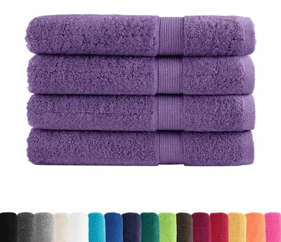 Zdjęcie produktu dla vidaXL Ręczniki Premium SOLUND 4 szt. fioletowe 100x200 cm 600 g/m²