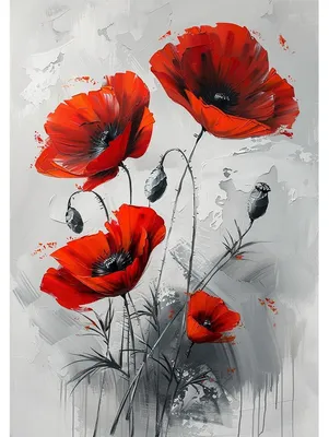 Image de Kit de peinture diamant 5D, motif : fleurs rouges, pour adultes et enfants, dimensions : 30x40 cm