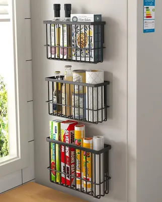 Produktbild von 3-teilige Aufbewahrungsbox für Küchenschranktüren, selbstklebende Wandaufbewahrungsbox, Organizer für kleine Gegenstände in Kleiderschrank/Badezimmer/Kühlschrank