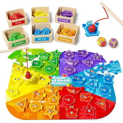 Produktbild von Montessori Spielzeug für Kleinkinder - Magnetisches Angelspiel und Formensortierer