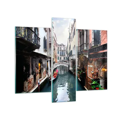 Produktbild von Bilder auf glas - Boot Brücke Tourismus Venedig - 95x80cm - Glasbilder - Wandbilder - Kunstdruck - zum Aufhängen bereit - Wanddekoration aus Glas - Glas Bilder - Wandbild auf Glas - GCB95x80-2157