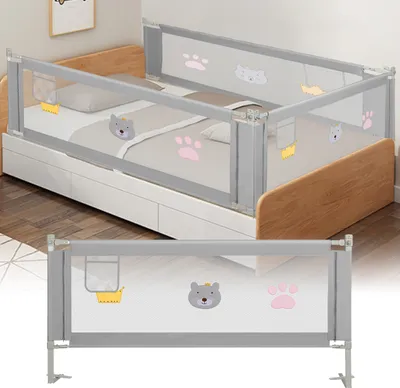 Produktbild von Bettizia 180cm Bettgitter Bettschutzgitter Kinderbettgitter Höhenverstellbar Babybettgitter Rausfallschutz Für Babys Und Kinder grau