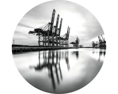 Produktbild von Glasbild Hamburg Hafen grau Ø 50 cm