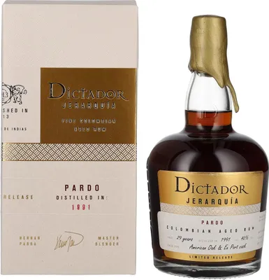 Image de Dictador JERARQUÍA 29 Years Old PARDO Rum 1991 40% Vol. 0,7l en boîte cadeau