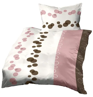 Bettwäsche 155x220 cm + 80x80 cm, Baumwolle Mako-Satin, Kreise