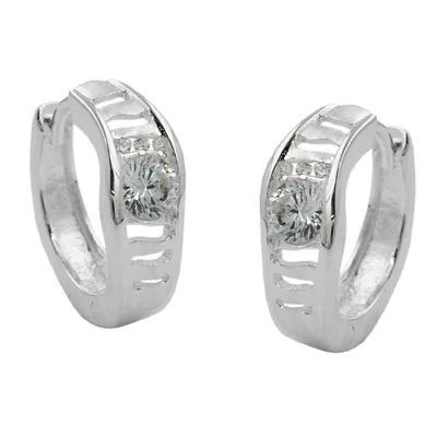 Produktbild von Creole 14x5mm Klappscharnier mit Zirkonias glänzend Silber 925 silber 14x5mm