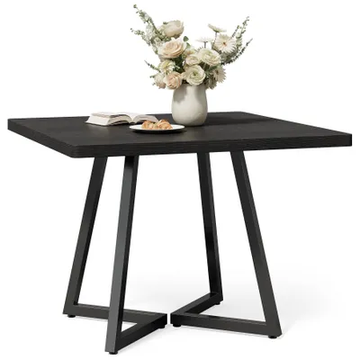 Produktbild von LITTLE TREE 80 cm Kleiner Esstisch für 4 Personen, Esstisch für kleinen Raum, Esszimmertische, schwarzer Holz-Küchentisch mit Metallbeinen