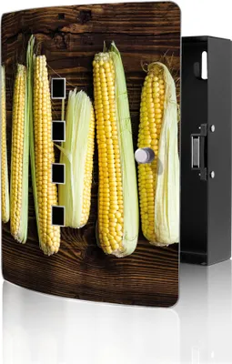 Produktbild von banjado Design Schlüsselkasten aus Edelstahl für 10 Schlüssel, Schlüsselschrank 24 x 21,5 x 7cm groß mit Magnetverschluss,  Maiskolben [BWSK 12703]