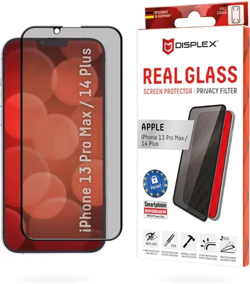 Produktbild von Displex Privacy Panzerglas (10H) für Apple iPhone 13 Pro Max/14 Plus, Eco-Montagerahmen, Privacy Filter, Tempered Glas, kratzer-resistente Schutzfolie, hüllenfreundlich, Apple, iPhone 13 Pro Max/ iPhone 14 Plus, Trockene Anwendung, Schlagfest, Kratzresistent, Staubresistent, Transparent, 1 Stück(e)