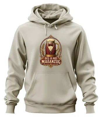 Produktbild von Des is mei Maßanzug Lustig Bier Wiesn Lederhose Dirndl Hoodie Kapuzenpullover, Natur, XL