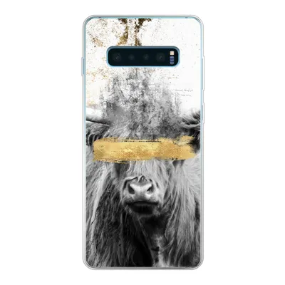 Produktbild von MuchoWow® Handyhülle Schutzhülle Hülle für Samsung Galaxy S10 Plus Schottischer Highlander - Gold - Abstrakt Silikon Softcase Handy Hülle - Schutzhülle