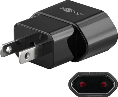 Immagine prodotto di Goobay 45344 Adattatore di rete, nero - > Spina USA/Giappone (tipo A, NEMA 1-15, 2 pin)