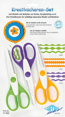 Image de WEDO 77 1933 Set de ciseaux à contours, 3 pièces, couleurs assorties
