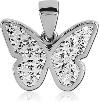 Produktbild von viva-adorno Anhänger Schmetterlingsanhänger Kettenanhänger Edelstahl Zirkonia Kristall Damen Mädchen Schmetterling AG21, Klar