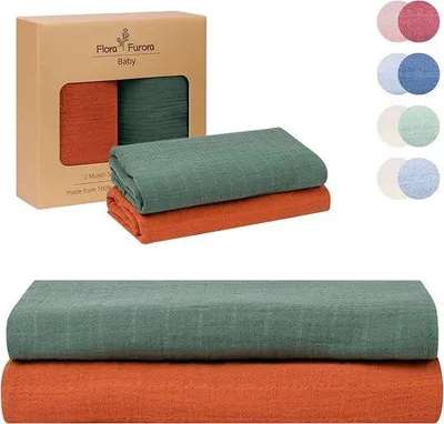 Immagine prodotto di Unyqoos® Pannolino in mussola biologica 120 x 120 cm – Ideale per neonati da 0 a 9 mesi, realizzato in morbida Cotonelogico, Oeko-Tex 100 e GOTS, traspirante e assorbente