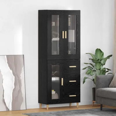 Produktbild von vidaXL Highboard Schwarz Eichen-Optik 69,5 x 34 x 180 cm Holzwerkstoff
