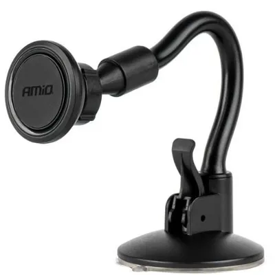 Image de Support magnétique pour téléphone portable de voiture avec bras pivotant à 360° et fixation par ventouse