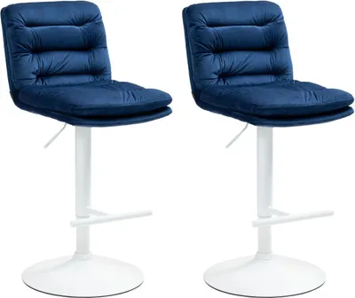 Produktbild von 2er Set Barhocker Damar Samt weiß blau