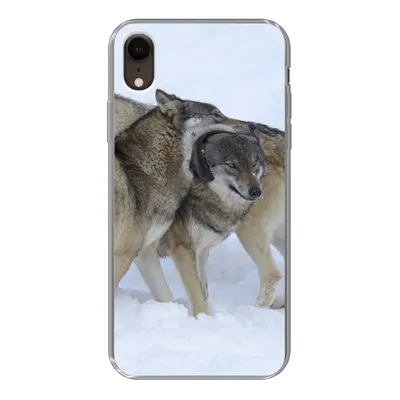 Produktbild von MuchoWow® Handyhülle Schutzhülle Hülle für iPhone XR Wolf - Europa - Schnee Silikon Softcase Handy Hülle - Schutzdeckel