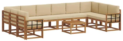 Produktbild von vidaXL Outdoor-Sofagarnitur mit Kissen 11 pcs Natur und Beige