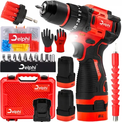 Obrázek produktu pro Delphi Tools aku příklepový šroubovák 16,8 V bezuhlíkový – 50 Nm, 2 aku 1,5 Ah, sada bitů, kufr