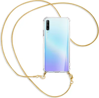 Produktbild von Handykette Backcover-Schutzhülle mit Band (Metall goldfarben) für Huawei P Smart Pro 2019 - goldfarbene Kette Snake