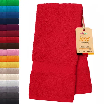 Produktbild von EllaTex PARIS Saunatuch 100x200 cm – 100% Baumwolle, 500 g/m² Frottier, großes Saunatuch, in Farbe: Rubinrot