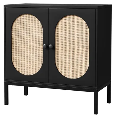 Produktbild von Sideboard mit Rattan-Türen Schwarz 80x40x82 cm