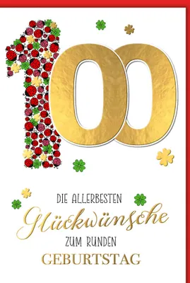 Produktbild von 100. Geburtstag - Karte mit Umschlag - Marienkäfer