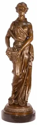 Obrázok produktu pre Casa Padrino luxusná secesná bronzová socha dáma bronzové farby / čierna 29 x 24,8 x v. 85 cm - Elegantná bronzová postava s mramorovým podstavcom - Barokové a secesné dekoratívne doplnky
