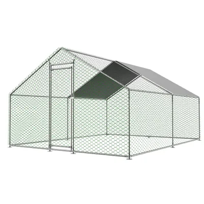 Produktbild von Hühnerstall Hühnerhaus Geflügelstall 3x4x2m Freilaufgehege Kleintierstall Voliere Freigehege Hühnerkäfig mit Dach Verzinkter Stahlrahmen
