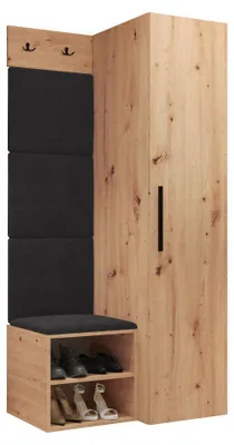 Produktbild von MIRJAN24 Garderoben-Set Medi III, Schuhschrank, Kleiderhakenbrett, 4x Paneel 42x42, 2 Kleiderhaken (Farbe: Artisan Eiche, Polo 897)