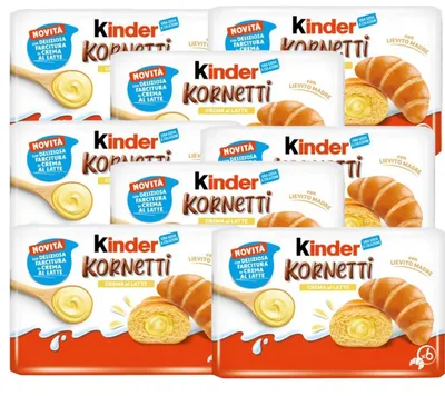 Produktbild von Ferrero Italian Gourmet Kinder Kornetti Crema al Latte, Croissant mit Milchcremefüllung, 270g, 8er Pack (48 Stück)+ Italian Gourmet Polpa 400 g