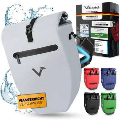 Produktbild von Valkental® Fahrradtasche für Gepäckträger, wasserdichte Gepäckträgertasche - ValkBasic 28L vollreflektierend